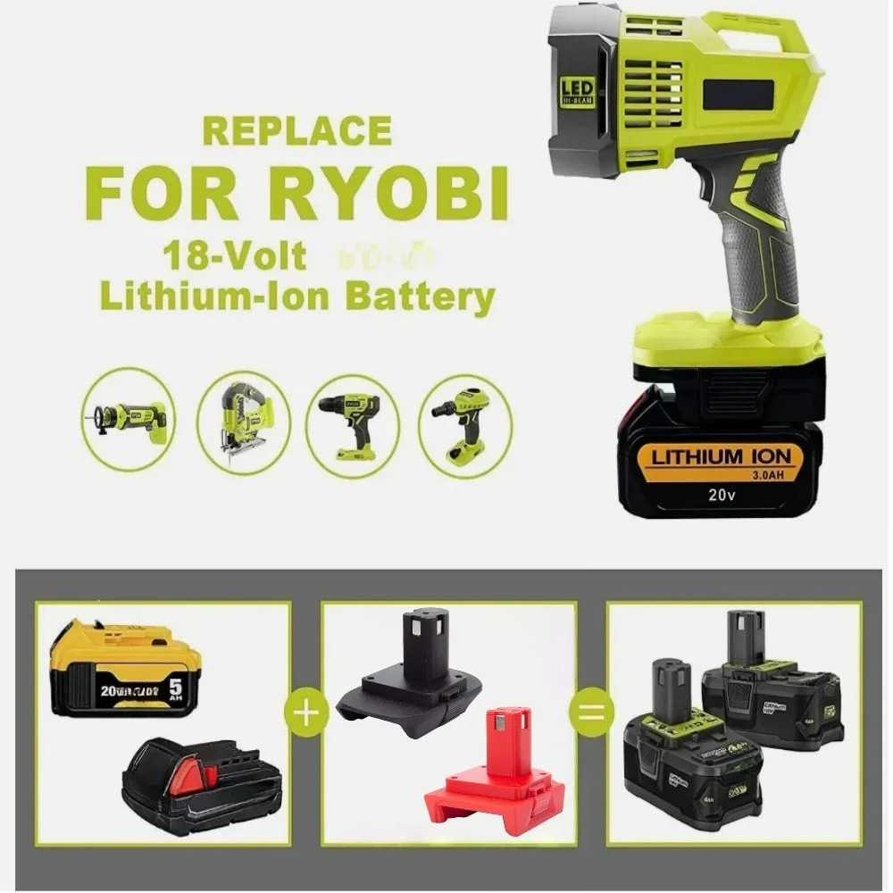 Power Tools Ryobi - Battery Adapter for DEWALT for Milwaukee
